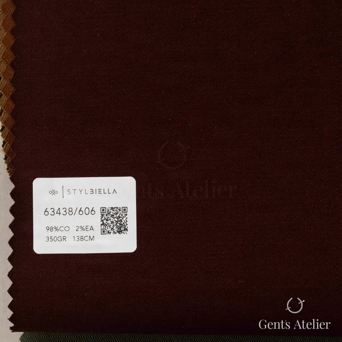 Образец ткани Stylbiella 63438/606 с этикеткой, бордо