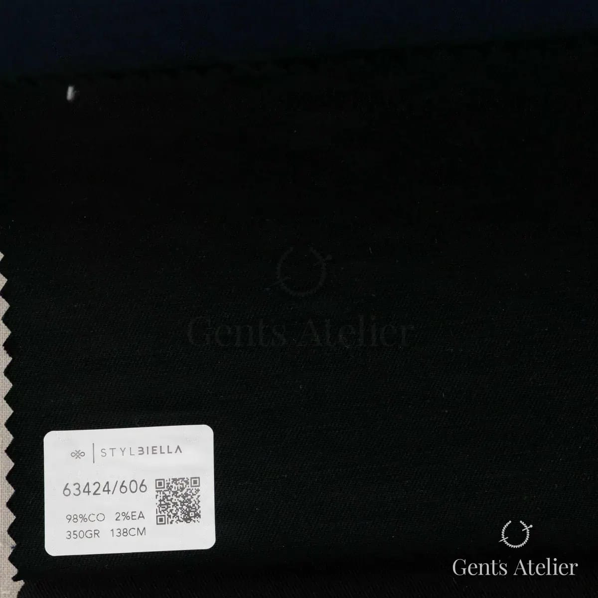 Образец ткани Stylbiella 63424/606 с этикеткой, чёрный