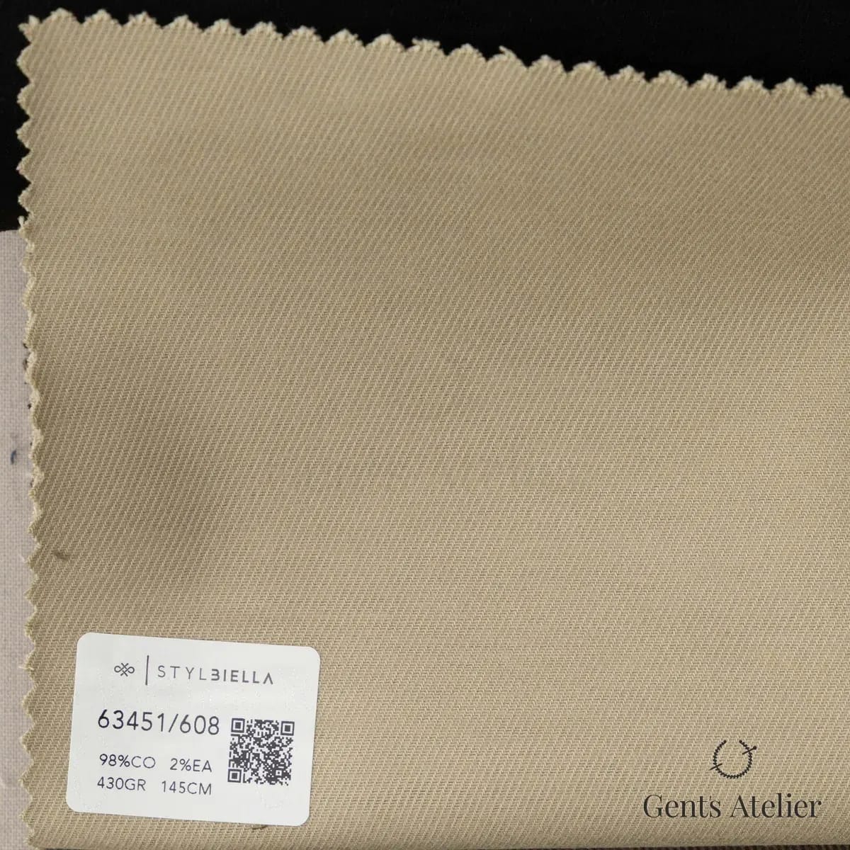 Образец ткани Stylbiella 63451/608 с этикеткой, хаки