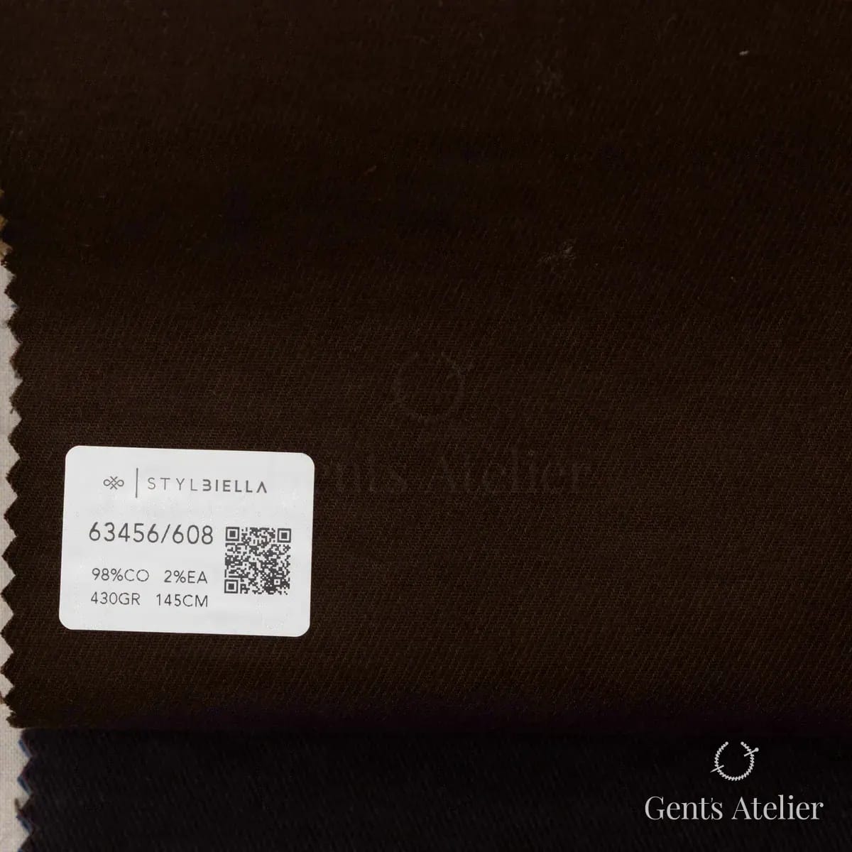 Образец ткани Stylbiella 63456/608 с этикеткой, коричневый