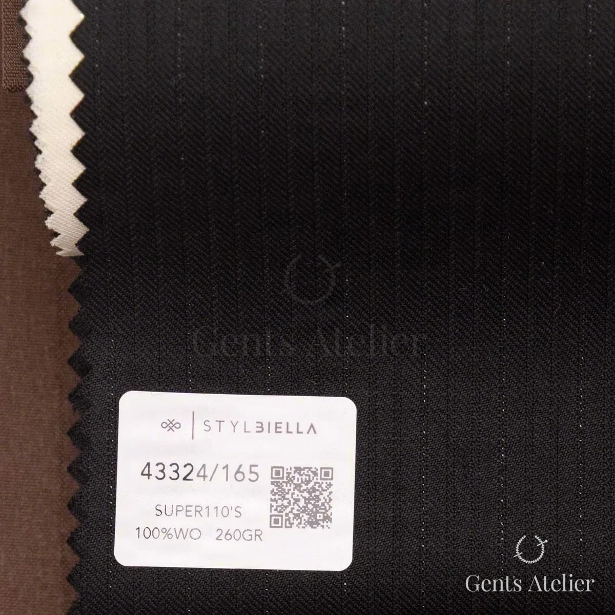 Образец ткани Stylbiella 43324/165 с этикеткой, чёрный