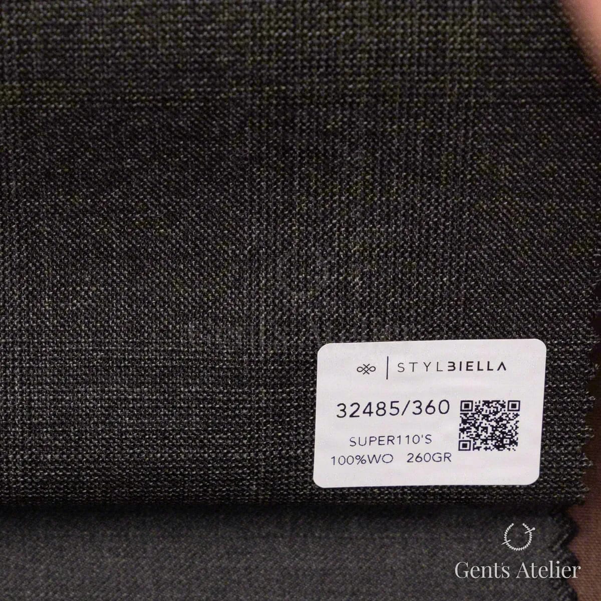Образец ткани Stylbiella 32485/360 с этикеткой, тёмно-коричневый