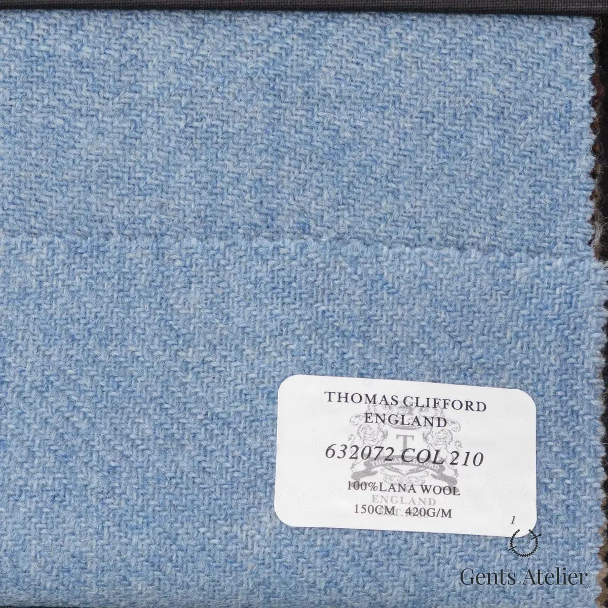 Образец ткани Thomas Clifford 632072 COL 210 с этикеткой, голубой