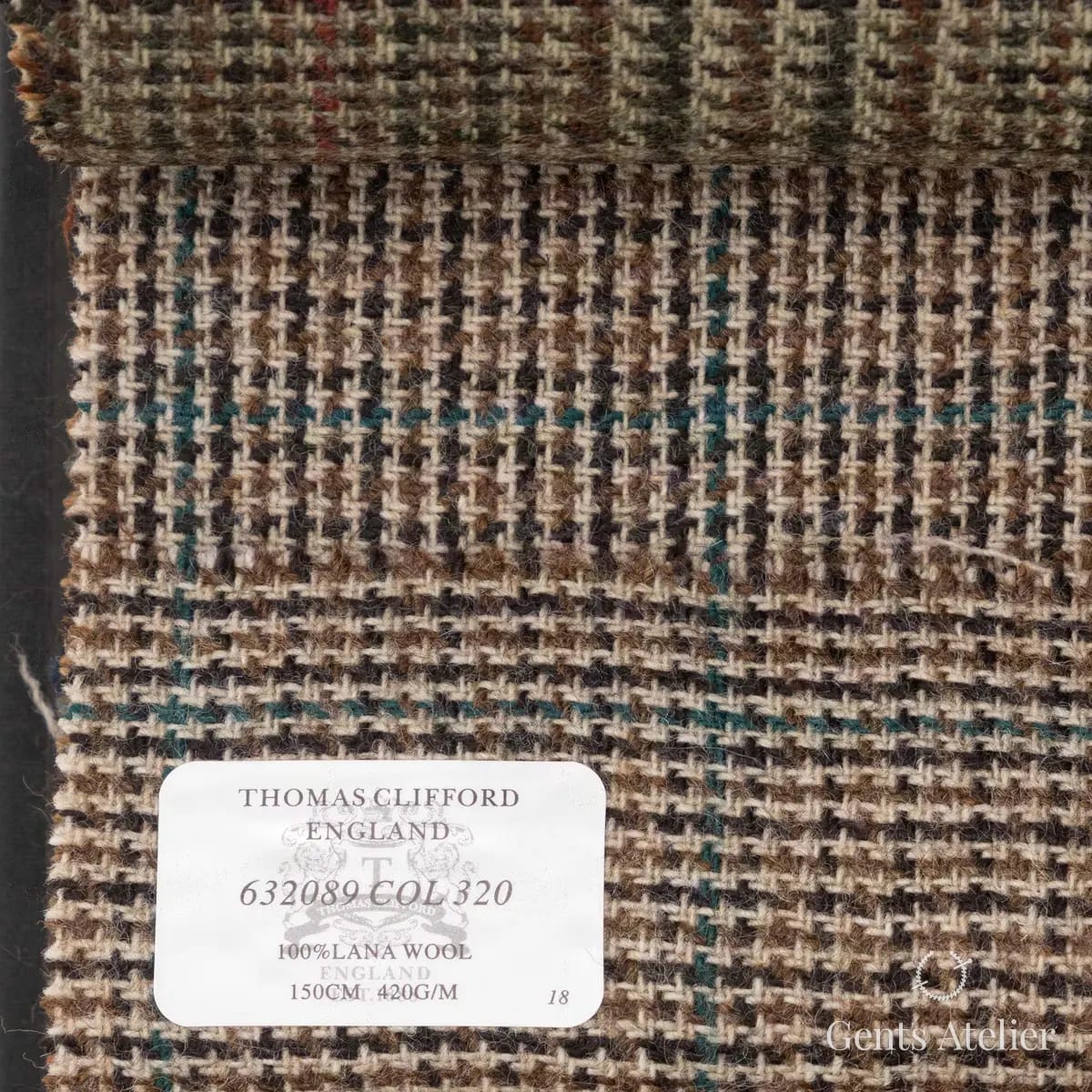 Образец ткани Thomas Clifford 632089 COL 320 с этикеткой, бежевый