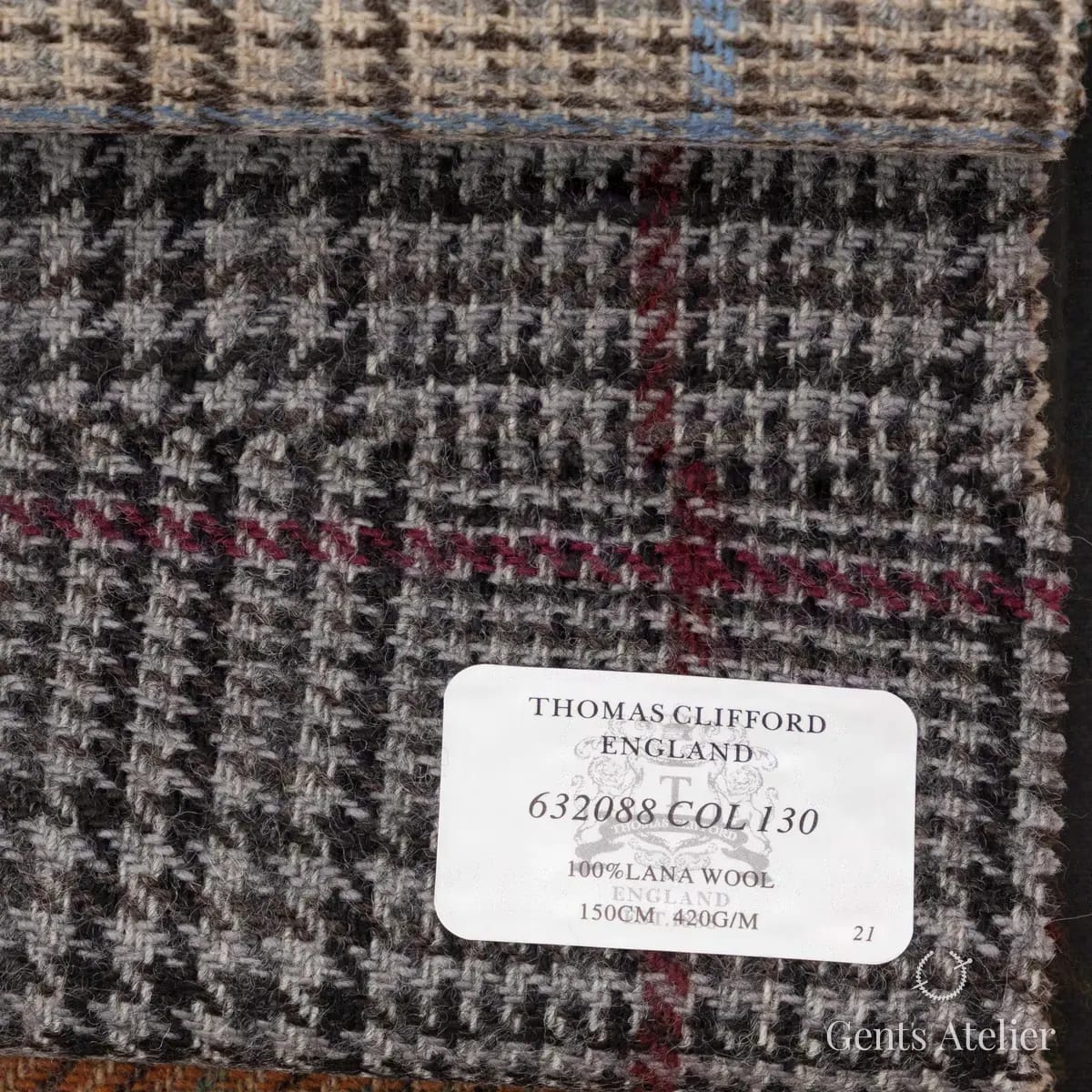 Образец ткани Thomas Clifford 632088 COL 130 с этикеткой, серый