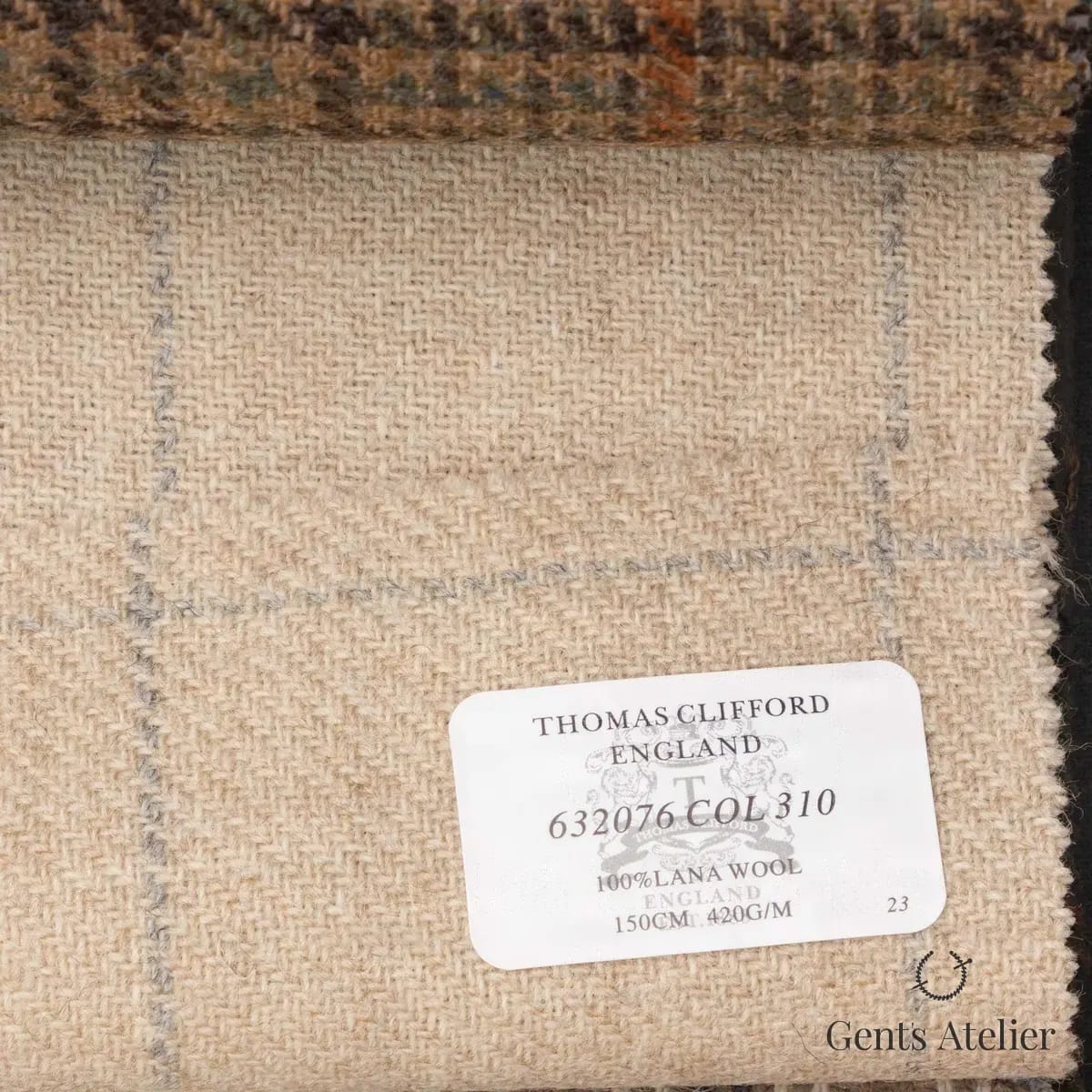Образец ткани Thomas Clifford 632076 COL 310 с этикеткой, бежевый