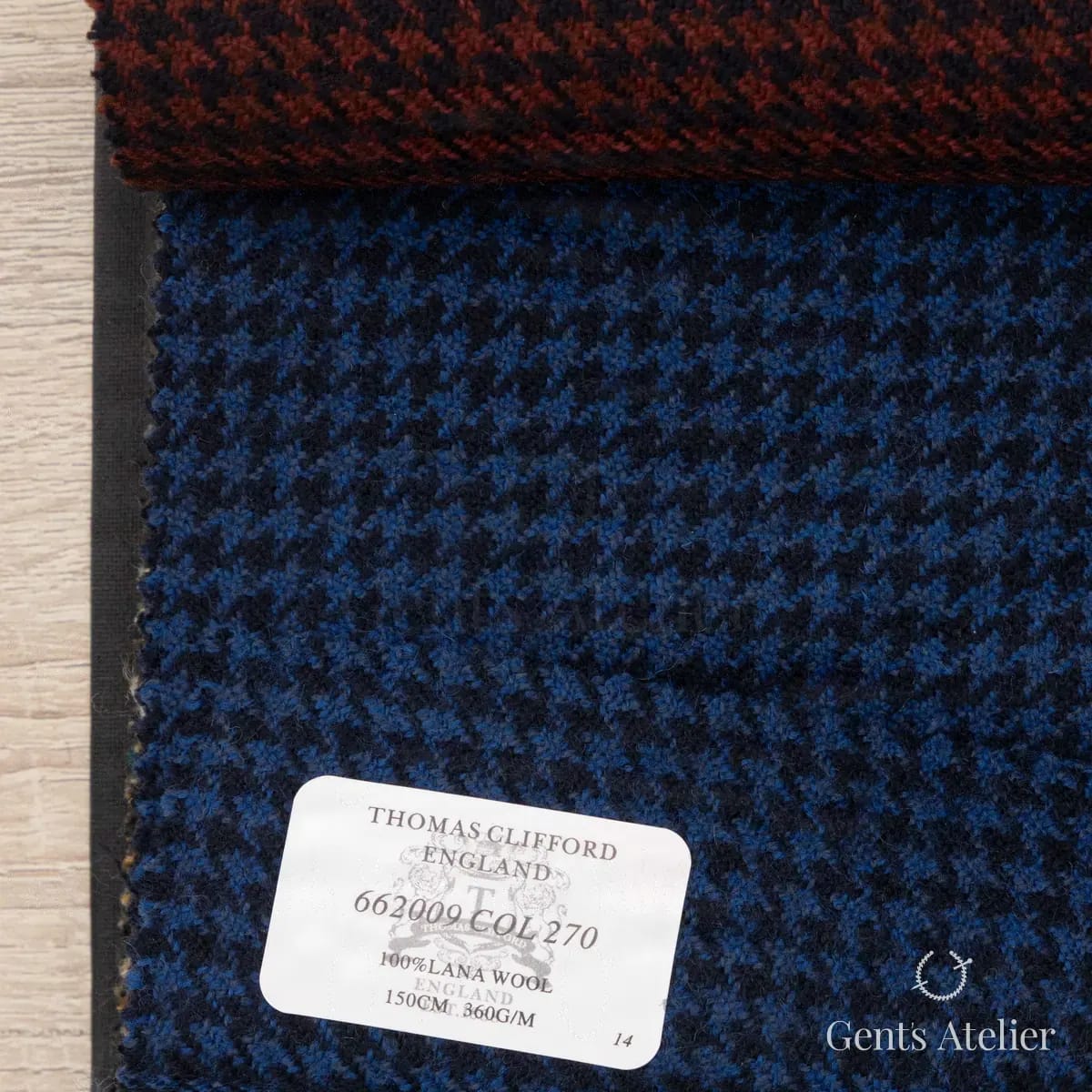 Образец ткани Thomas Clifford 662009 COL 270 с этикеткой, тёмно-синий