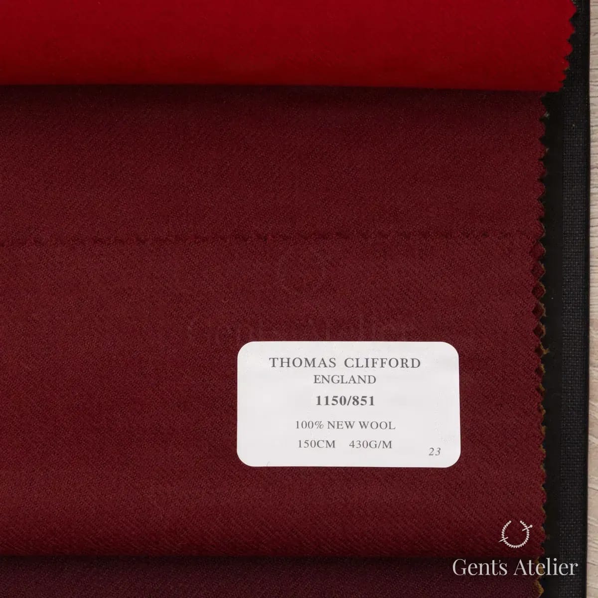 Образец ткани Thomas Clifford 1150/851 с этикеткой, бордовый