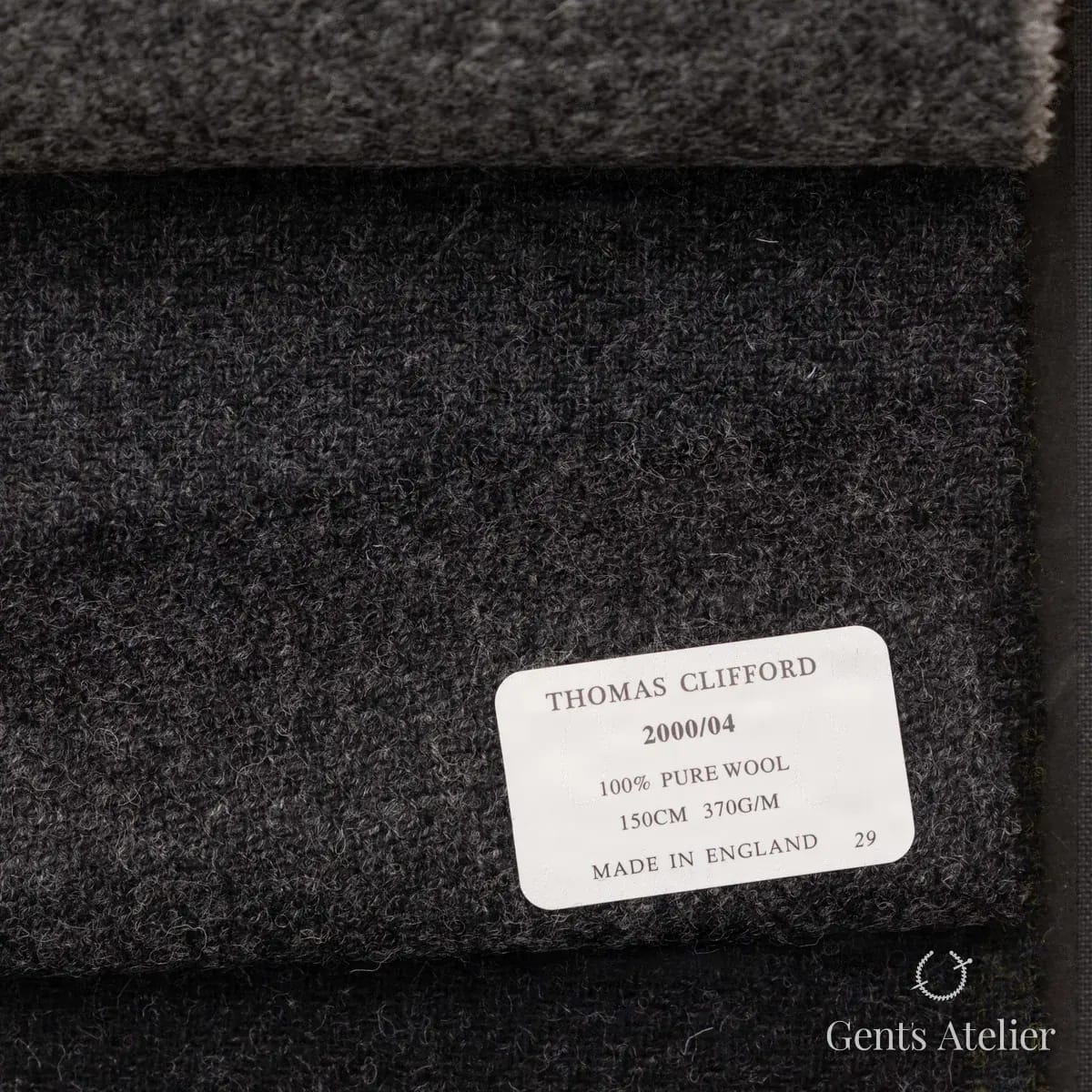 Образец ткани Thomas Clifford 2000/04 с этикеткой, тёмно-серый