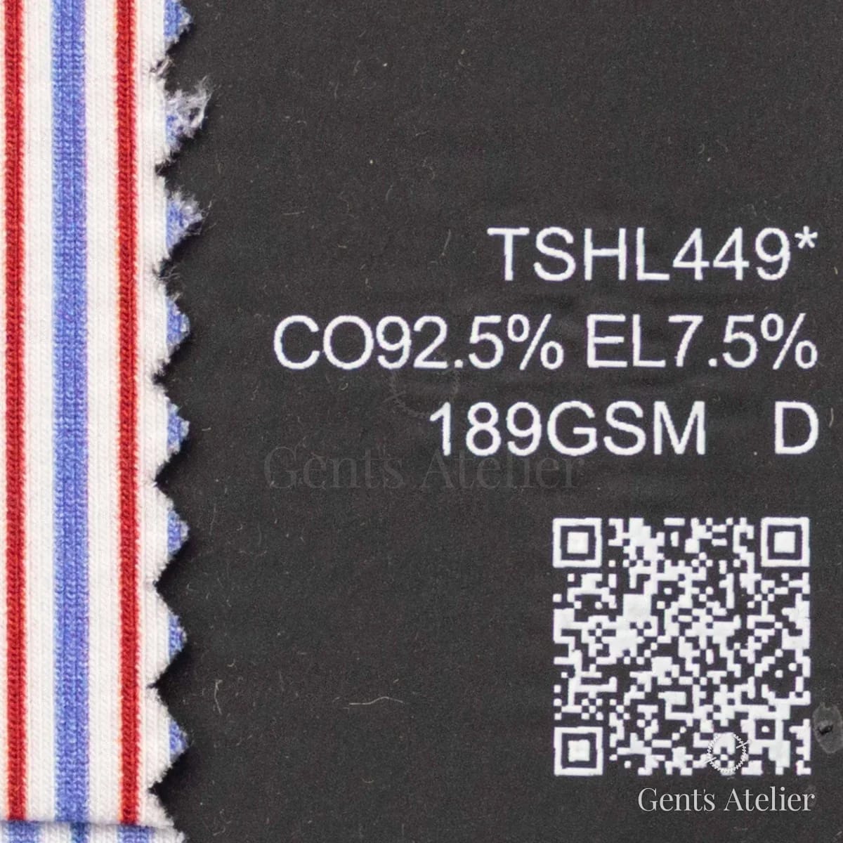 Образец ткани Lucerne TSHL449* с этикеткой — Белый / синяя-красная полоска