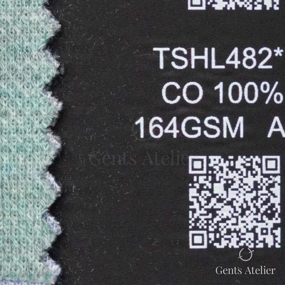 Образец ткани Lucerne TSHL482* с этикеткой — Мятный меланж