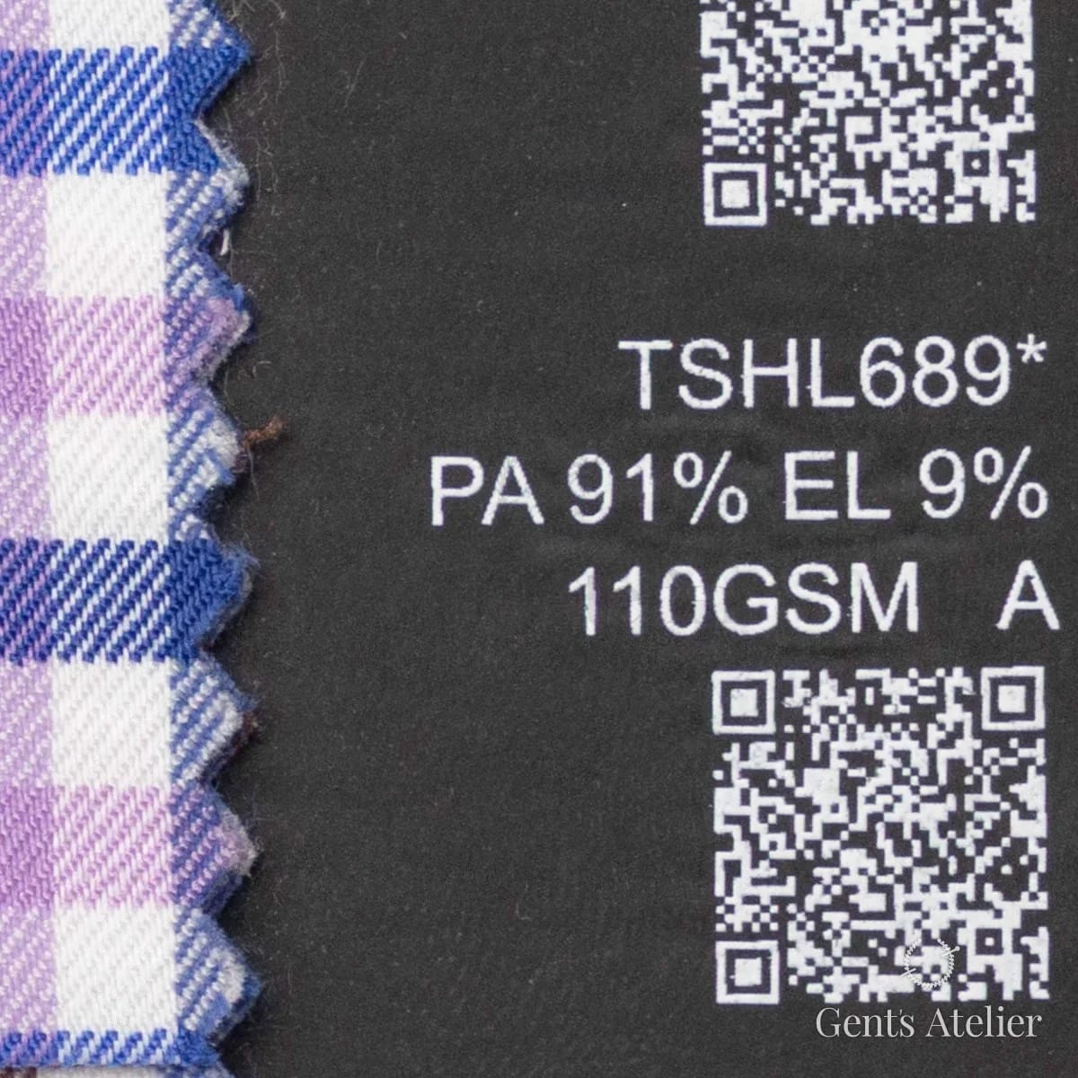 Образец ткани Lucerne TSHL689* с этикеткой — Белый / сине-сиреневый