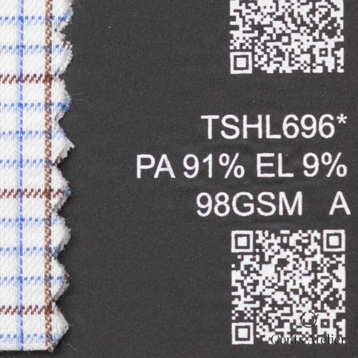 Образец ткани Lucerne TSHL696* с этикеткой — Белый / Синий-Коричневый