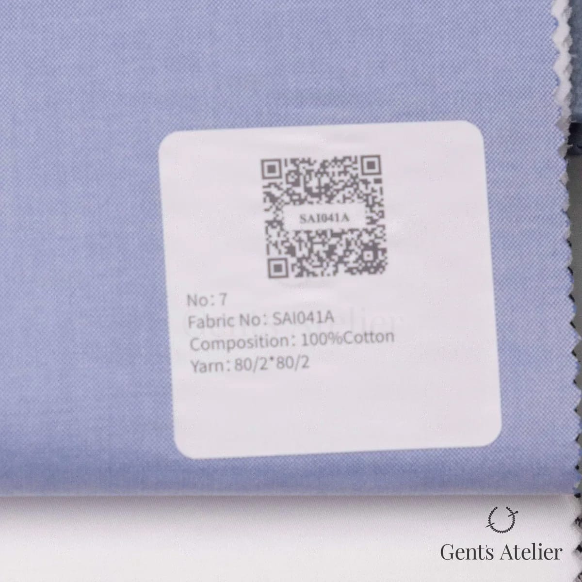 Образец ткани European Business Collection SAI041A с этикеткой, голубой меланж (оксфорд с белым утком)