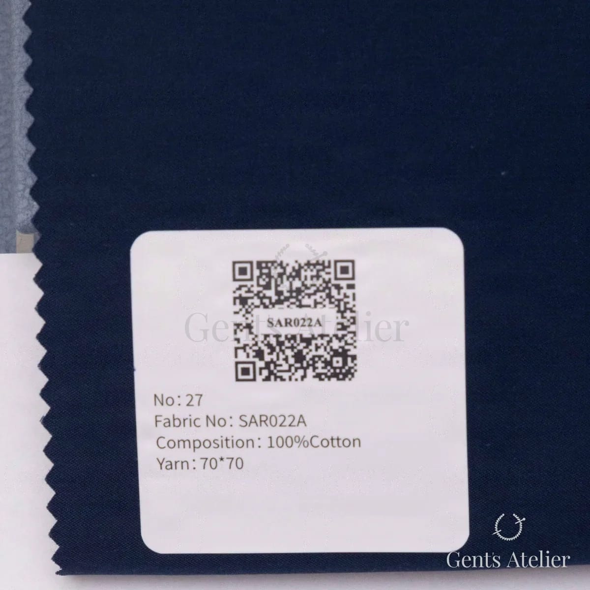 Образец ткани European Business Collection SAR022A с этикеткой, тёмно-синий однотонный