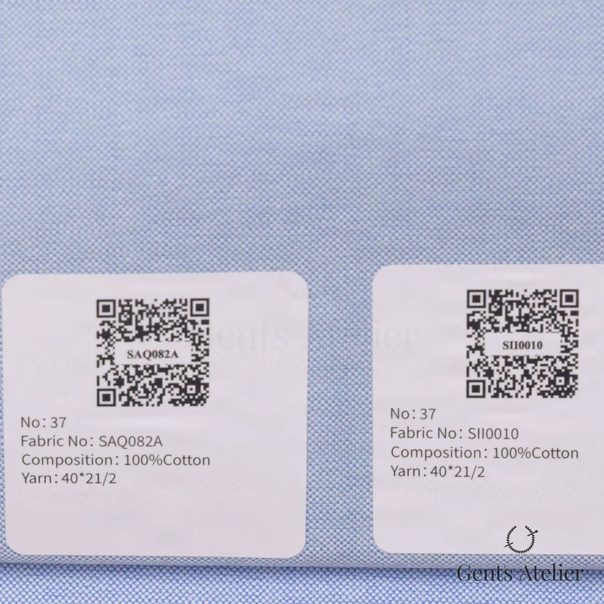 Образец ткани European Business Collection SII0010 с этикеткой, светло-голубой оксфорд