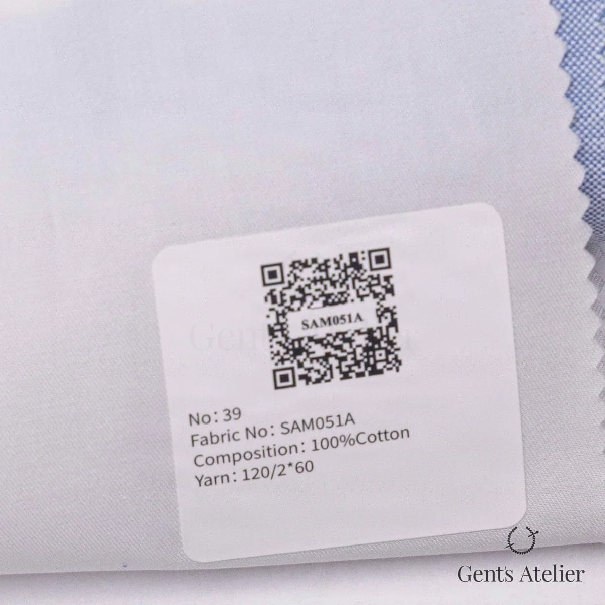 Образец ткани European Business Collection SAM051A с этикеткой, белый однотонный (твил)