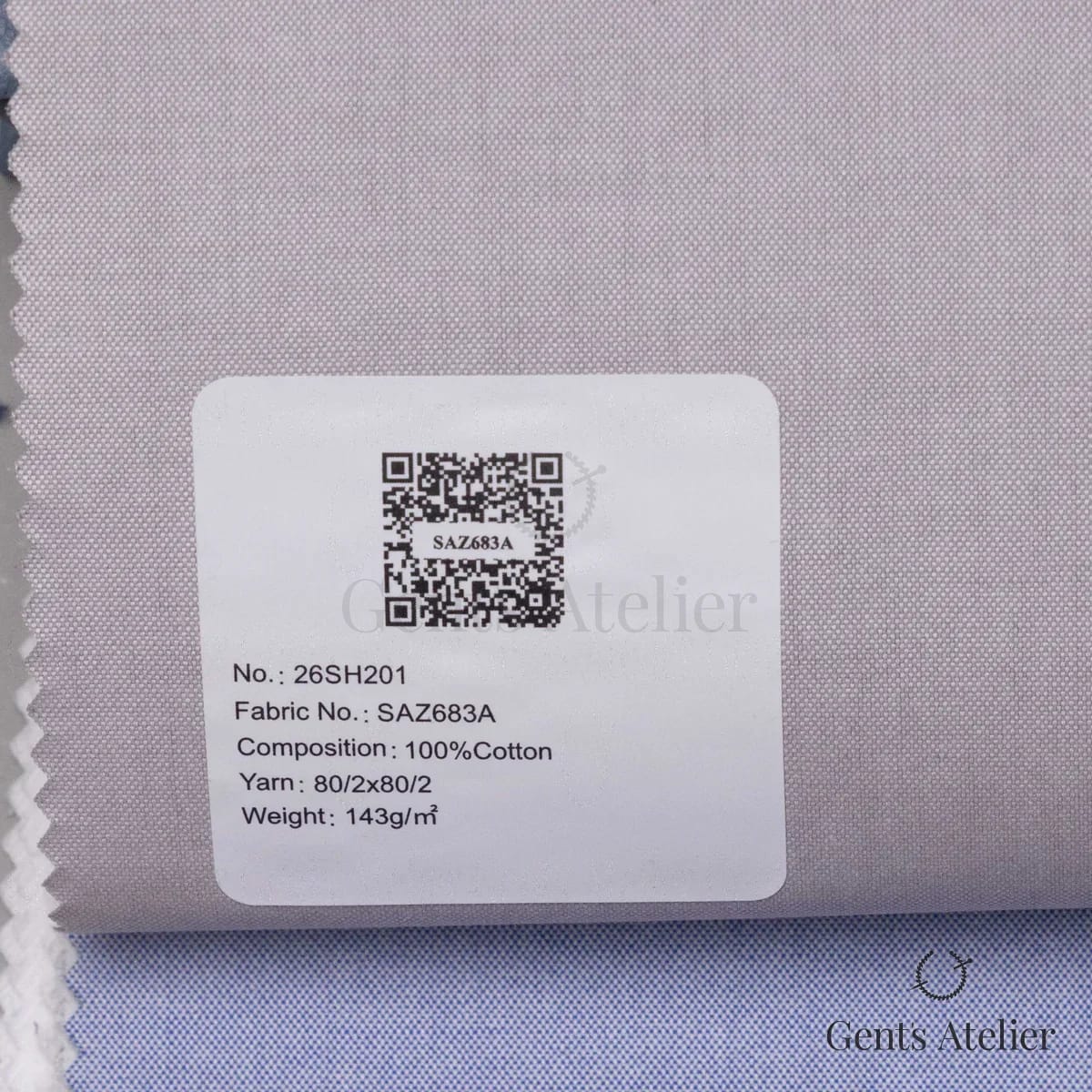 Образец ткани European Business Collection SAZ683A с этикеткой, светло-серый оксфорд