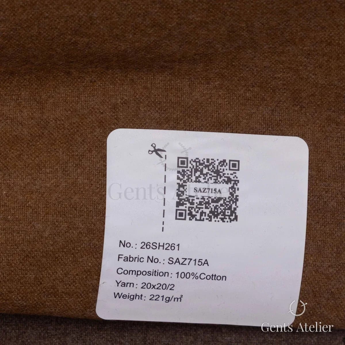 Образец ткани European Business Collection SAZ715A с этикеткой, коричневый (карамельно-рыжий) меланж
