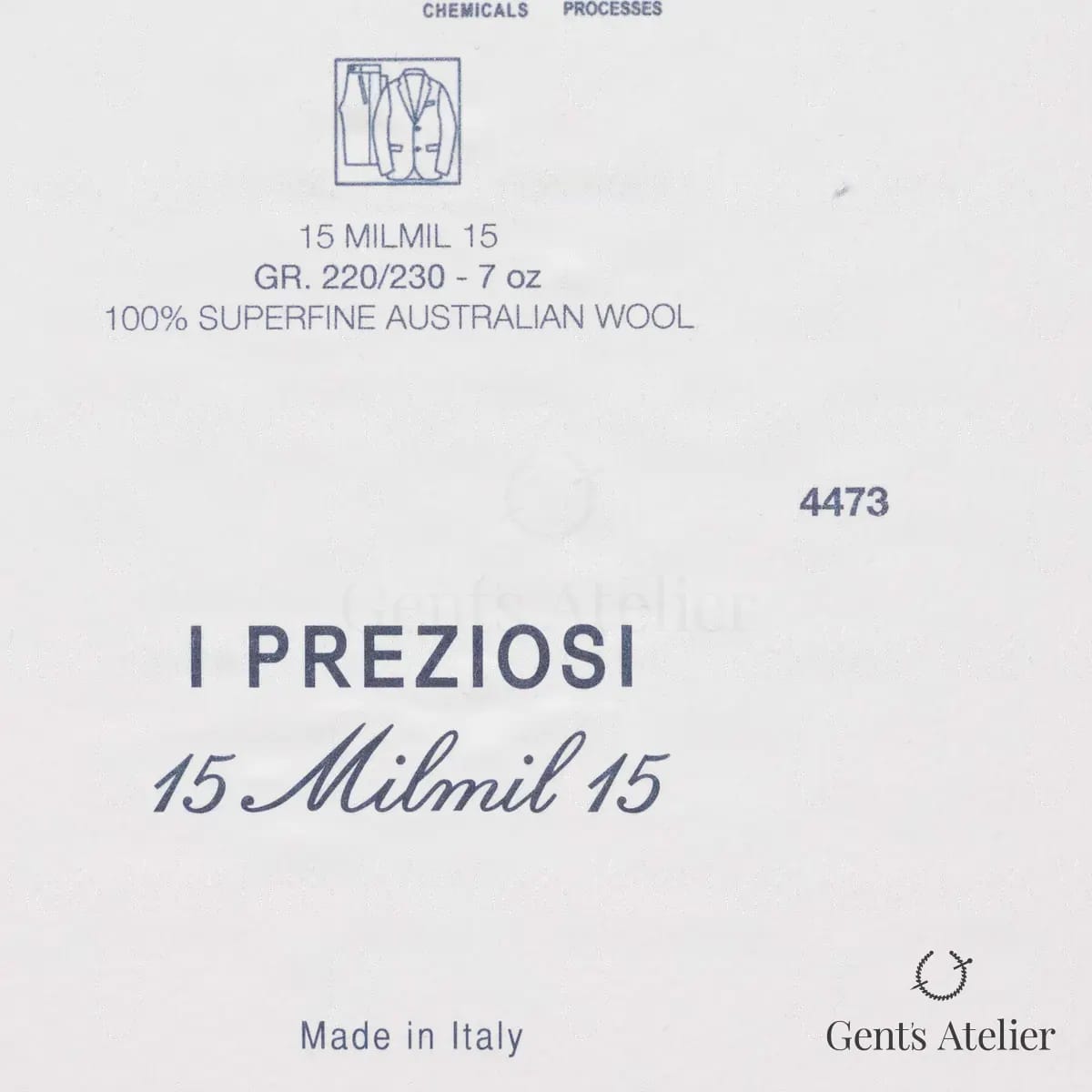 Образец ткани Ermenegildo Zegna 4473 с этикеткой, синий
