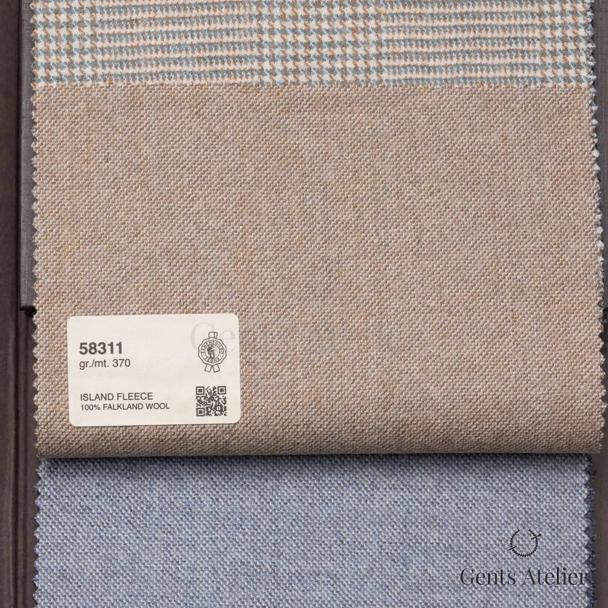 Образец ткани Ermenegildo Zegna 58311 с этикеткой, бежевый