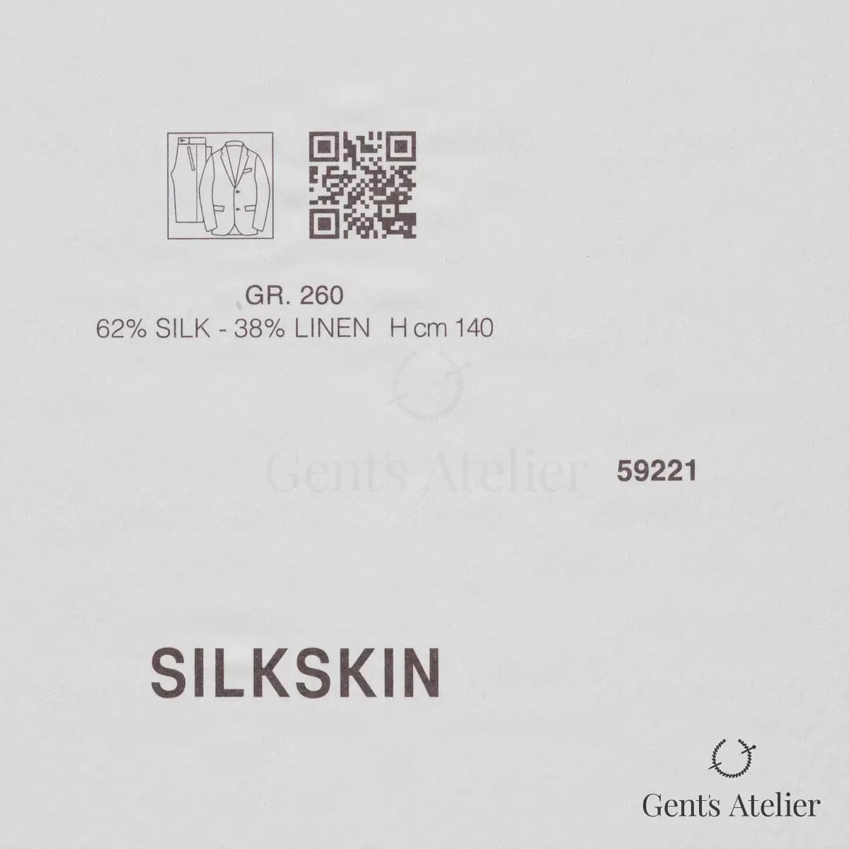 Образец ткани Ermenegildo Zegna 59221 с этикеткой, светло-сиреневый