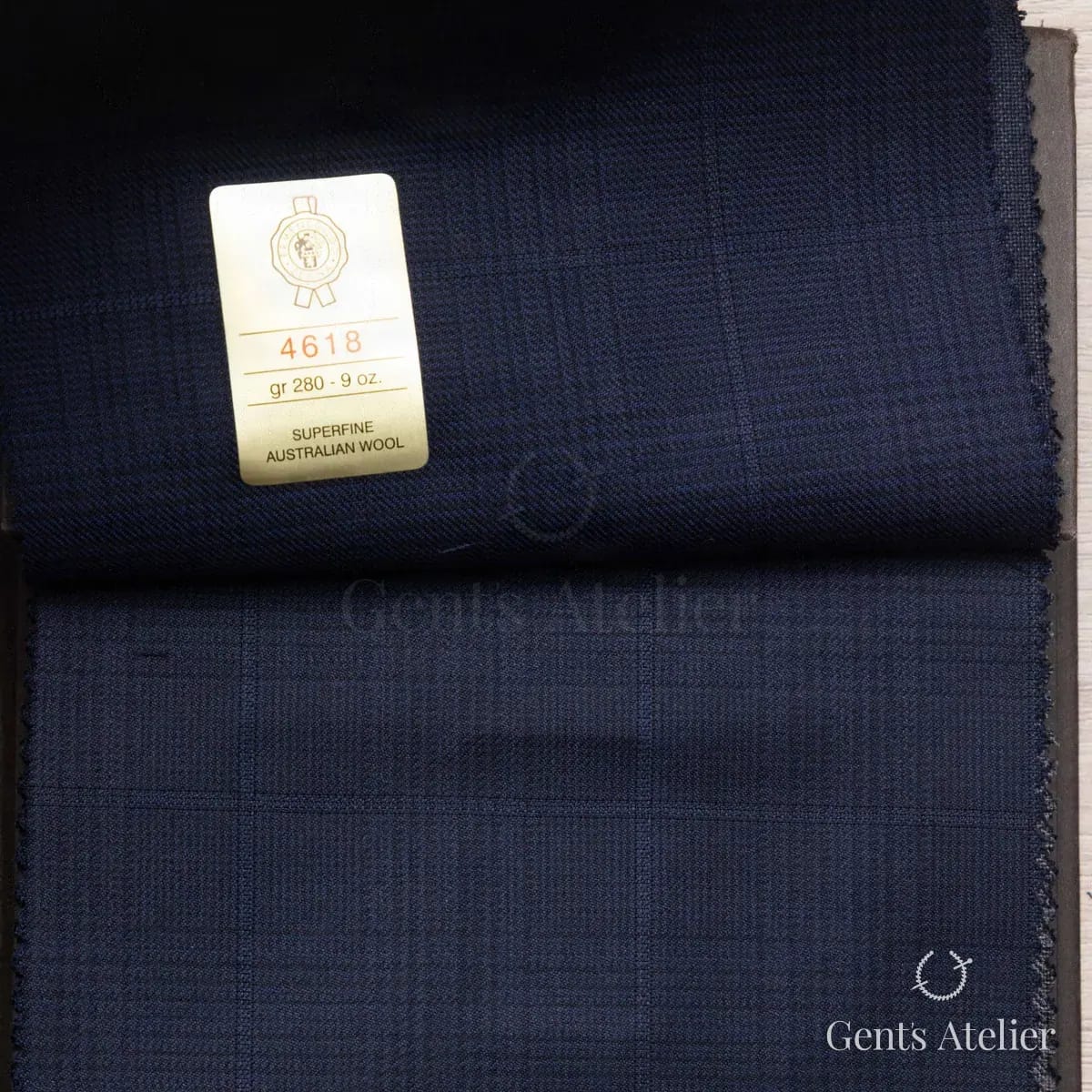 Образец ткани Ermenegildo Zegna 4618 с этикеткой, тёмно-синий