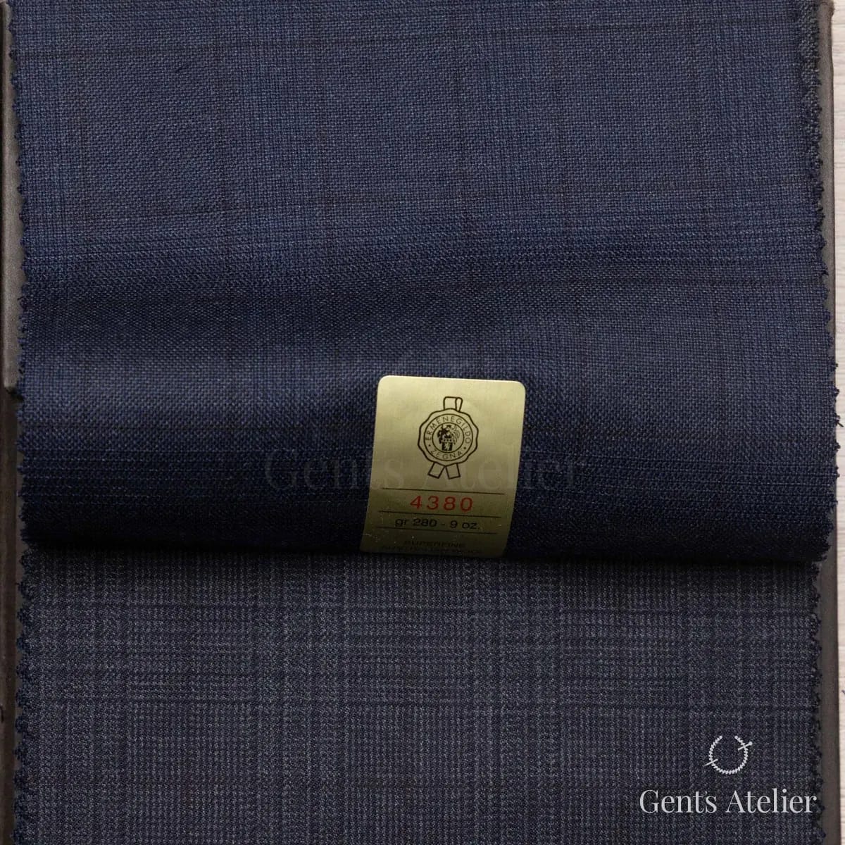 Образец ткани Ermenegildo Zegna 4380 с этикеткой, тёмно-синий