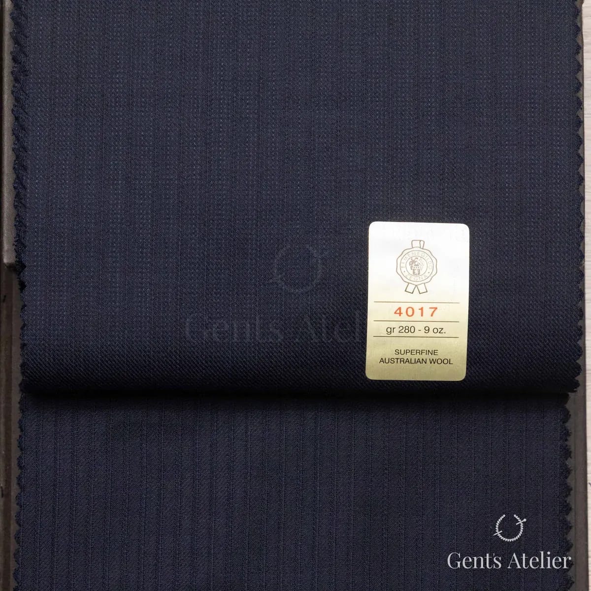 Образец ткани Ermenegildo Zegna 4017 с этикеткой, тёмно-синий