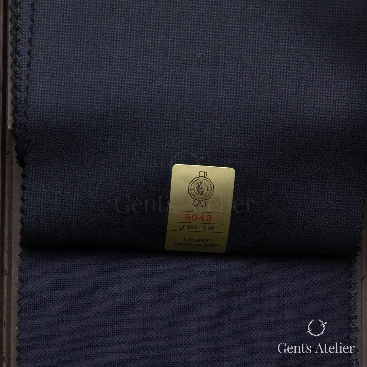 Образец ткани Ermenegildo Zegna 9942 с этикеткой, синий
