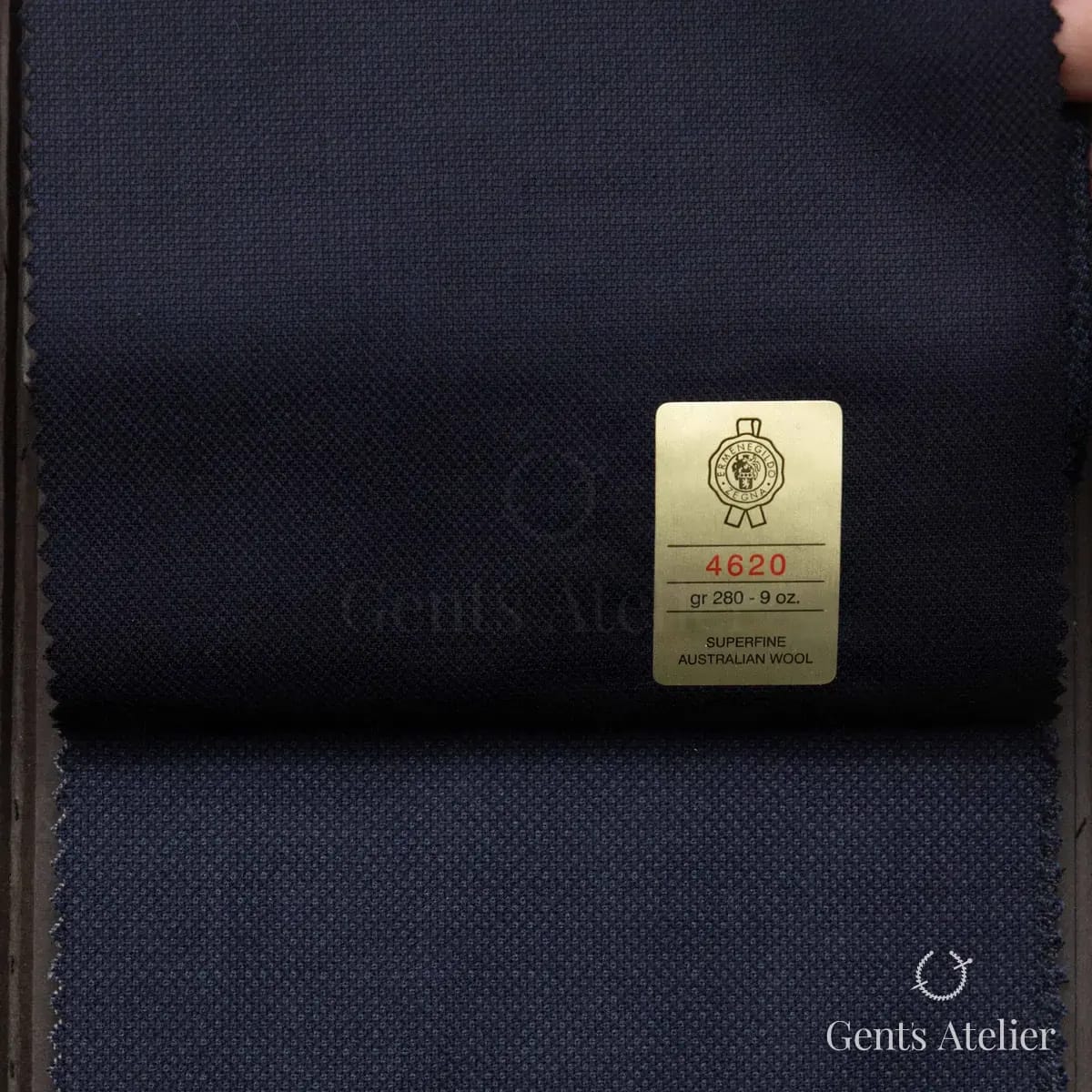 Образец ткани Ermenegildo Zegna 4620 с этикеткой, тёмно-синий