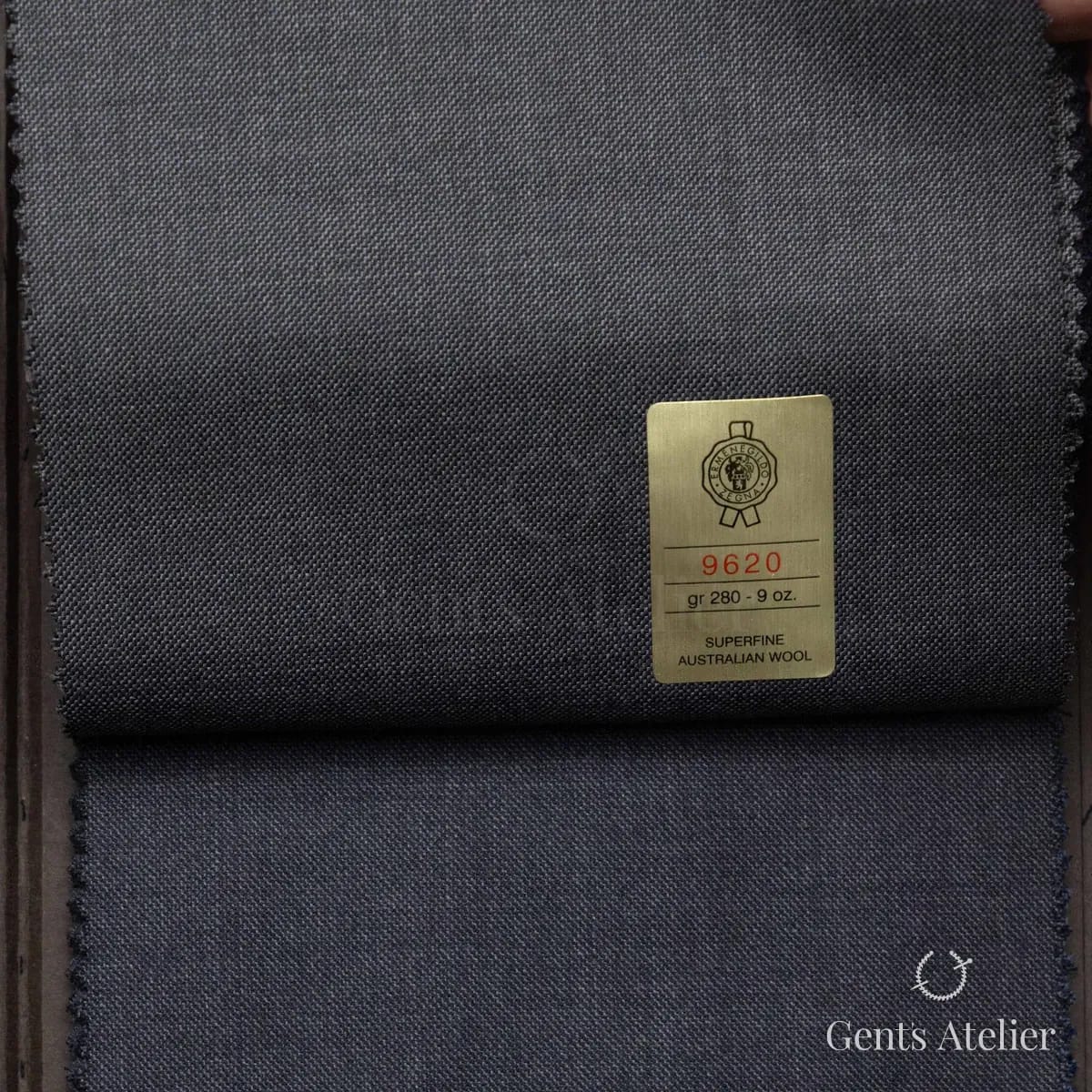 Образец ткани Ermenegildo Zegna 9620 с этикеткой, тёмно-синий