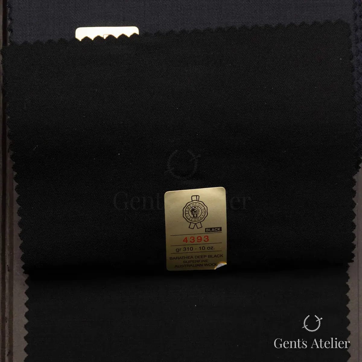 Образец ткани Ermenegildo Zegna 4393 с этикеткой, чёрный