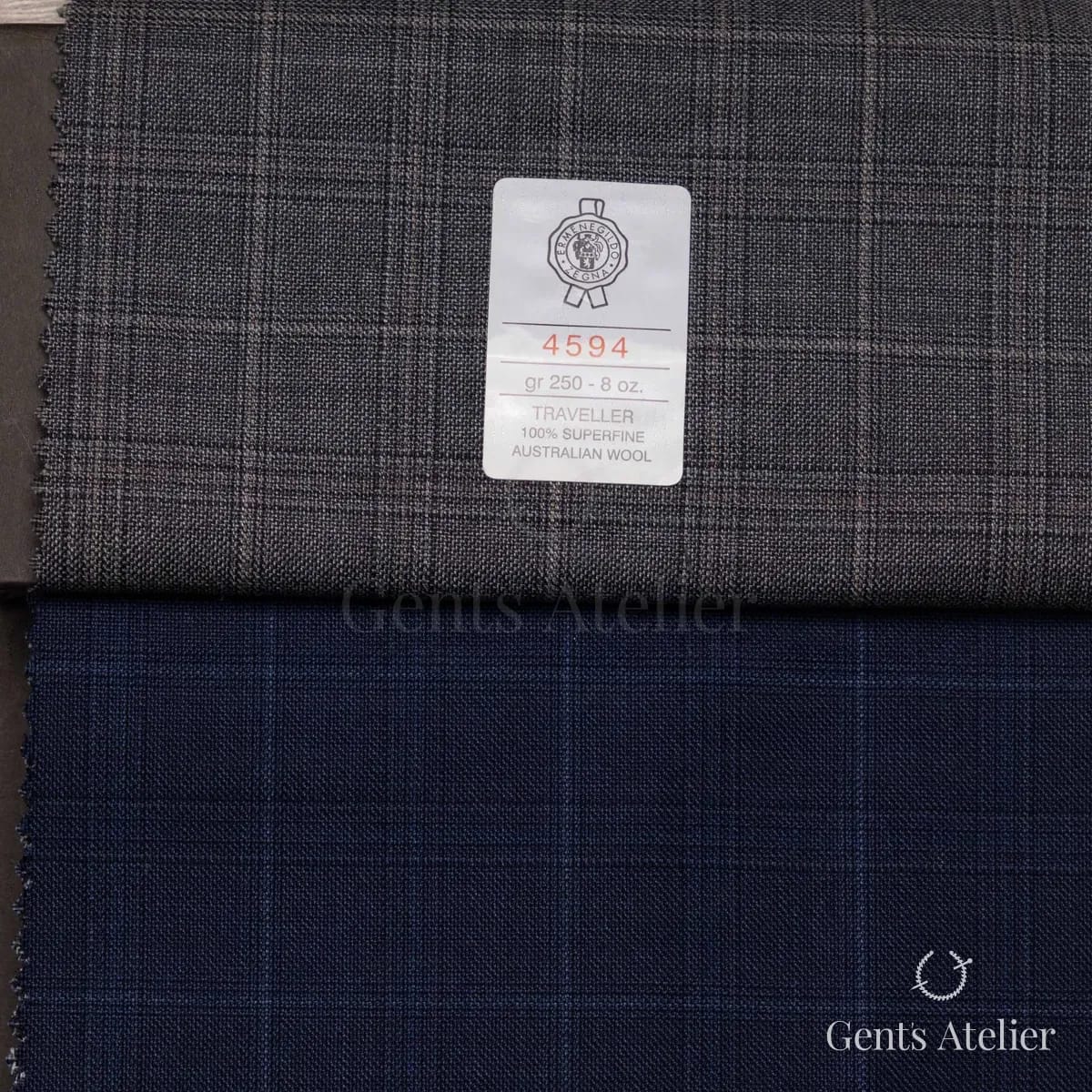 Образец ткани Ermenegildo Zegna 4594 с этикеткой, тёмно-серый