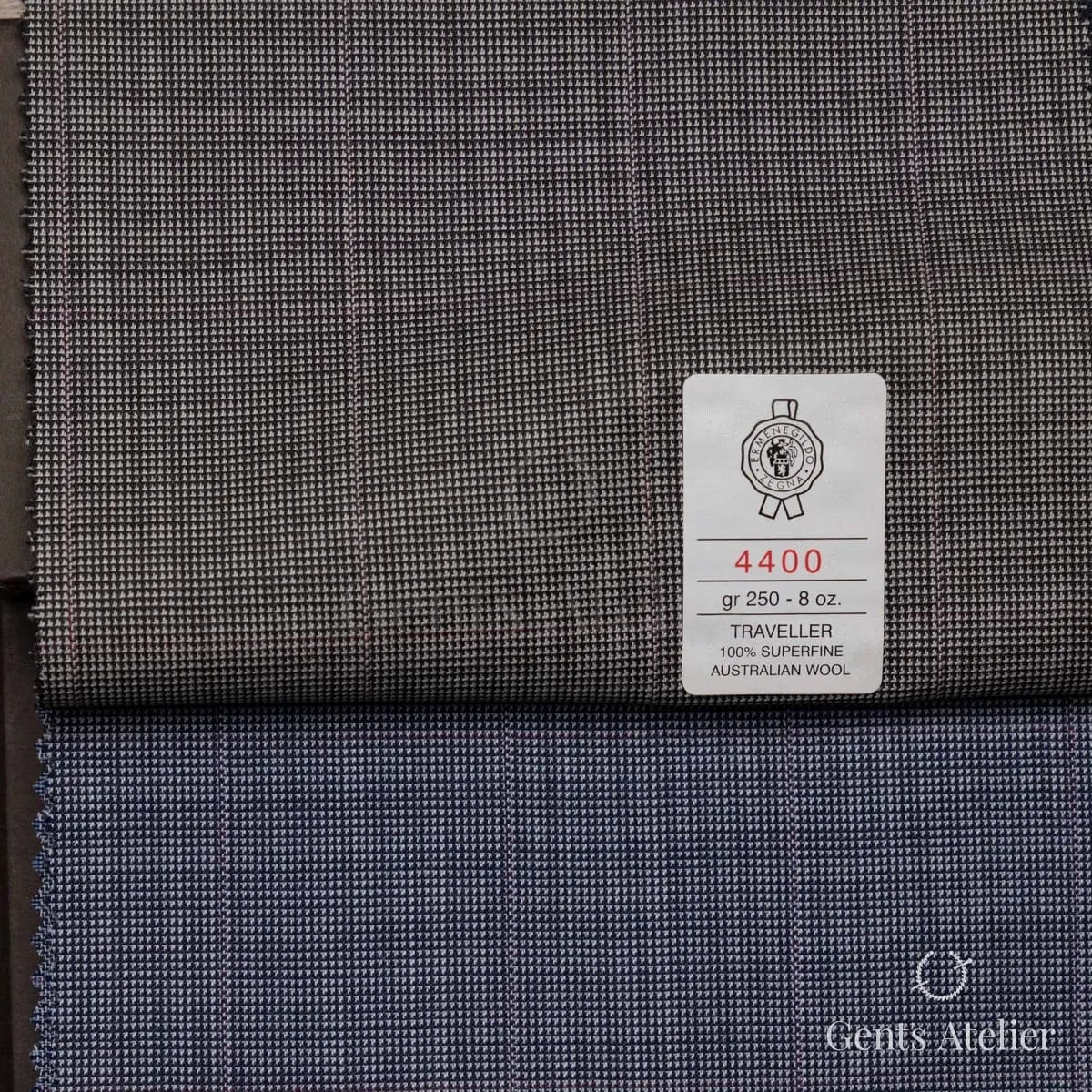 Образец ткани Ermenegildo Zegna 4400 с этикеткой, тёмно-серый