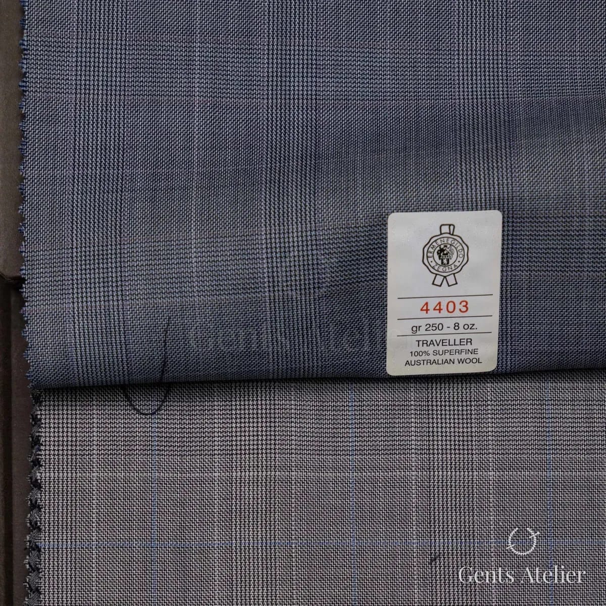 Образец ткани Ermenegildo Zegna 4403 с этикеткой, синий