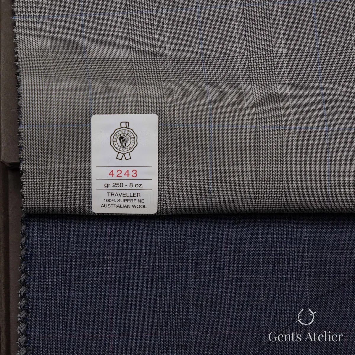 Образец ткани Ermenegildo Zegna 4243 с этикеткой, серый