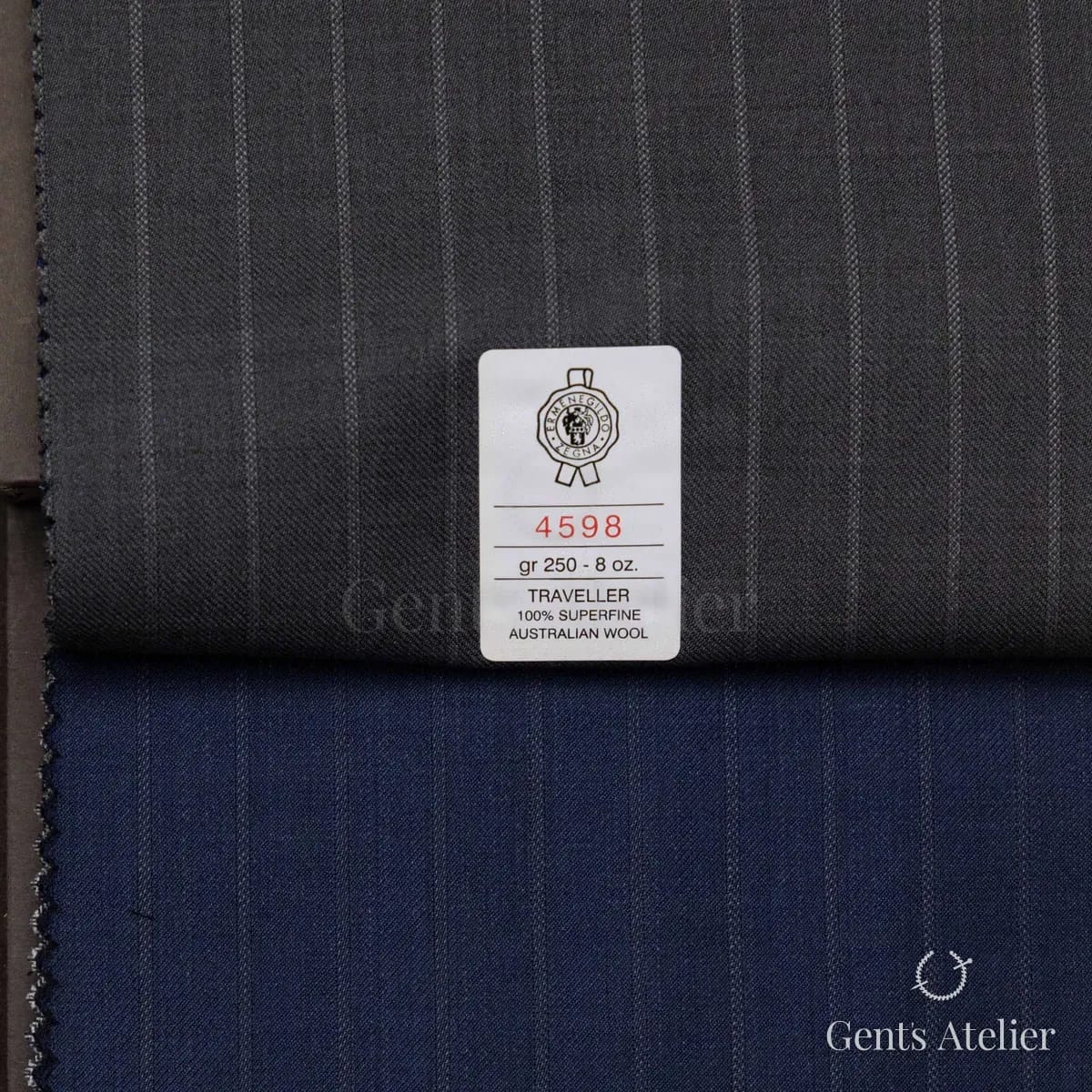Образец ткани Ermenegildo Zegna 4598 с этикеткой, тёмно-серый