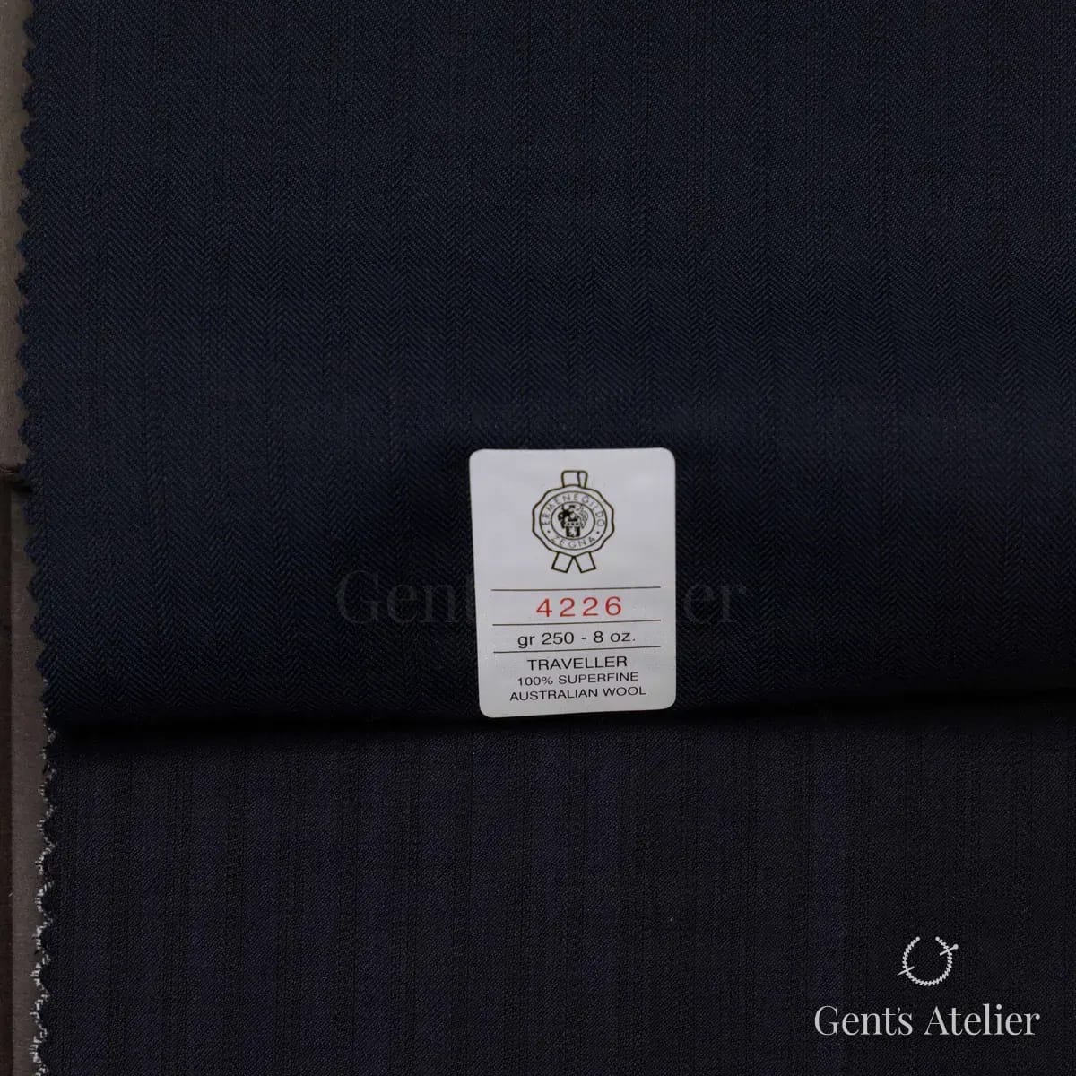 Образец ткани Ermenegildo Zegna 4226 с этикеткой, тёмно-синий
