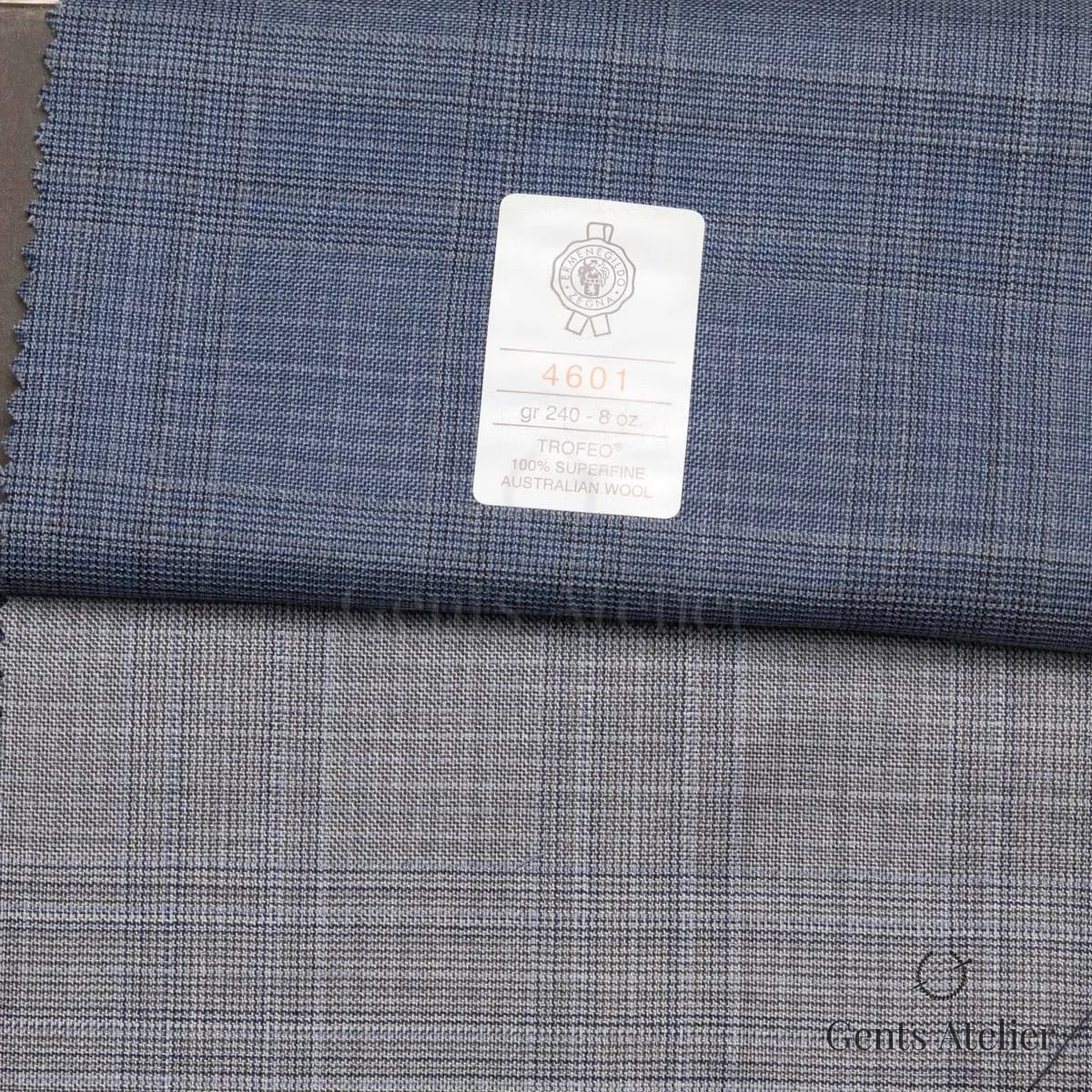 Образец ткани Ermenegildo Zegna 4601 с этикеткой, синий
