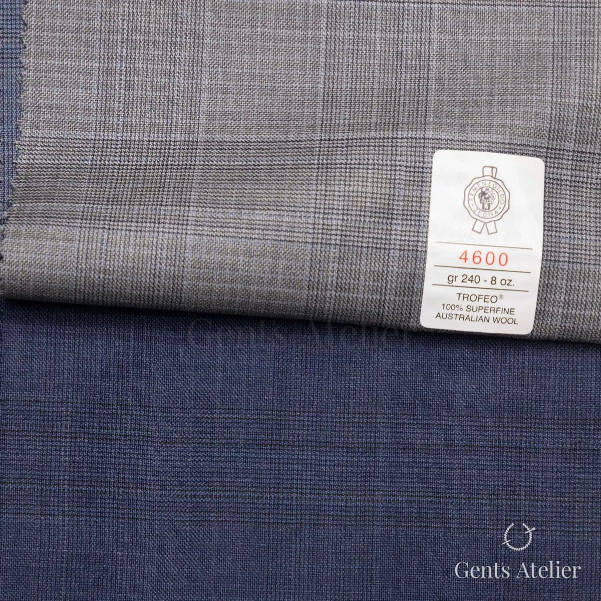 Образец ткани Ermenegildo Zegna 4600 с этикеткой, светло-серый