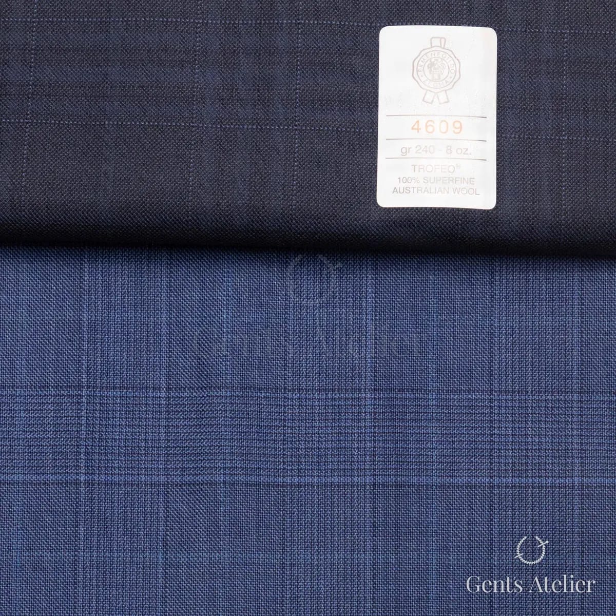 Образец ткани Ermenegildo Zegna 4609 с этикеткой, тёмно-синий