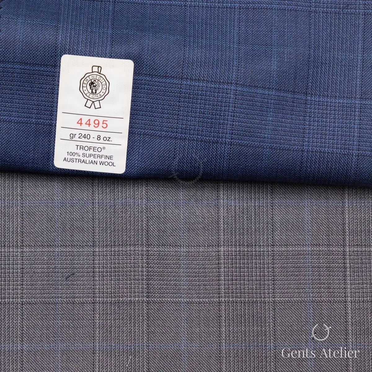 Образец ткани Ermenegildo Zegna 4495 с этикеткой, синий