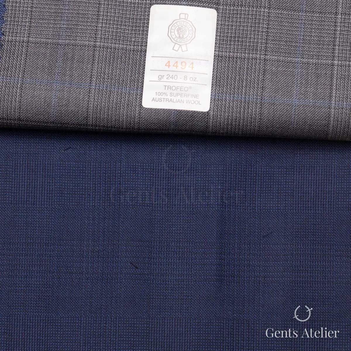Образец ткани Ermenegildo Zegna 4494 с этикеткой, серый