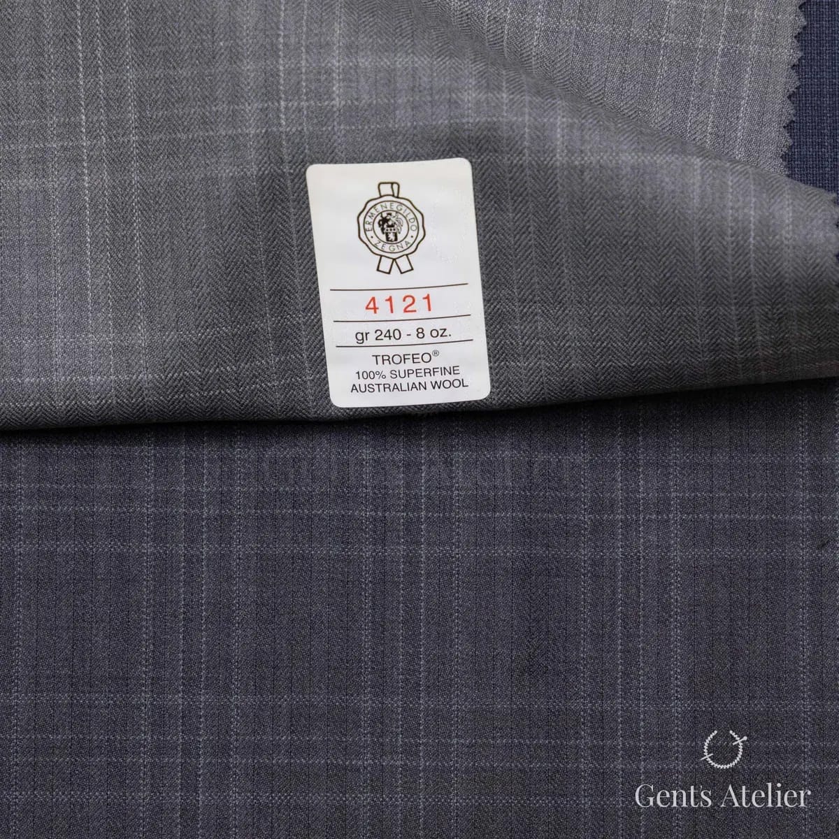 Образец ткани Ermenegildo Zegna 4121 с этикеткой, серый