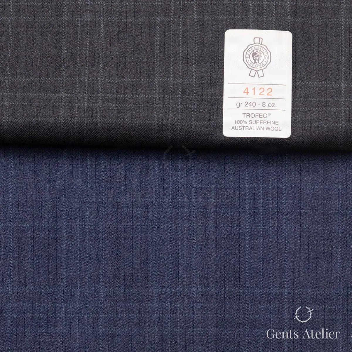 Образец ткани Ermenegildo Zegna 4122 с этикеткой, тёмно-серый