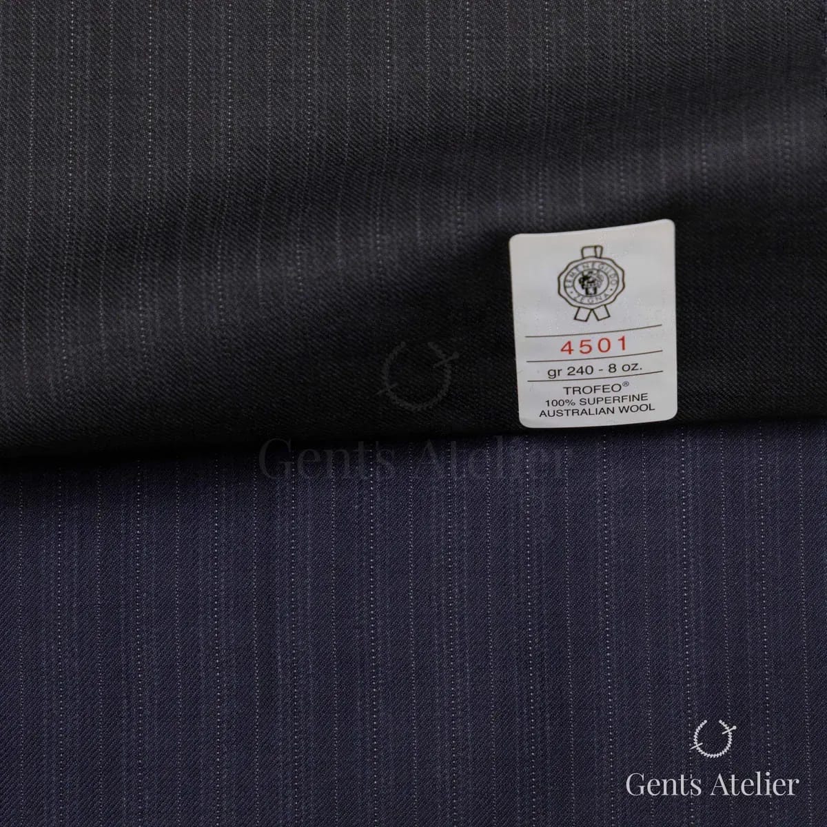 Образец ткани Ermenegildo Zegna 4501 с этикеткой, тёмно-серый