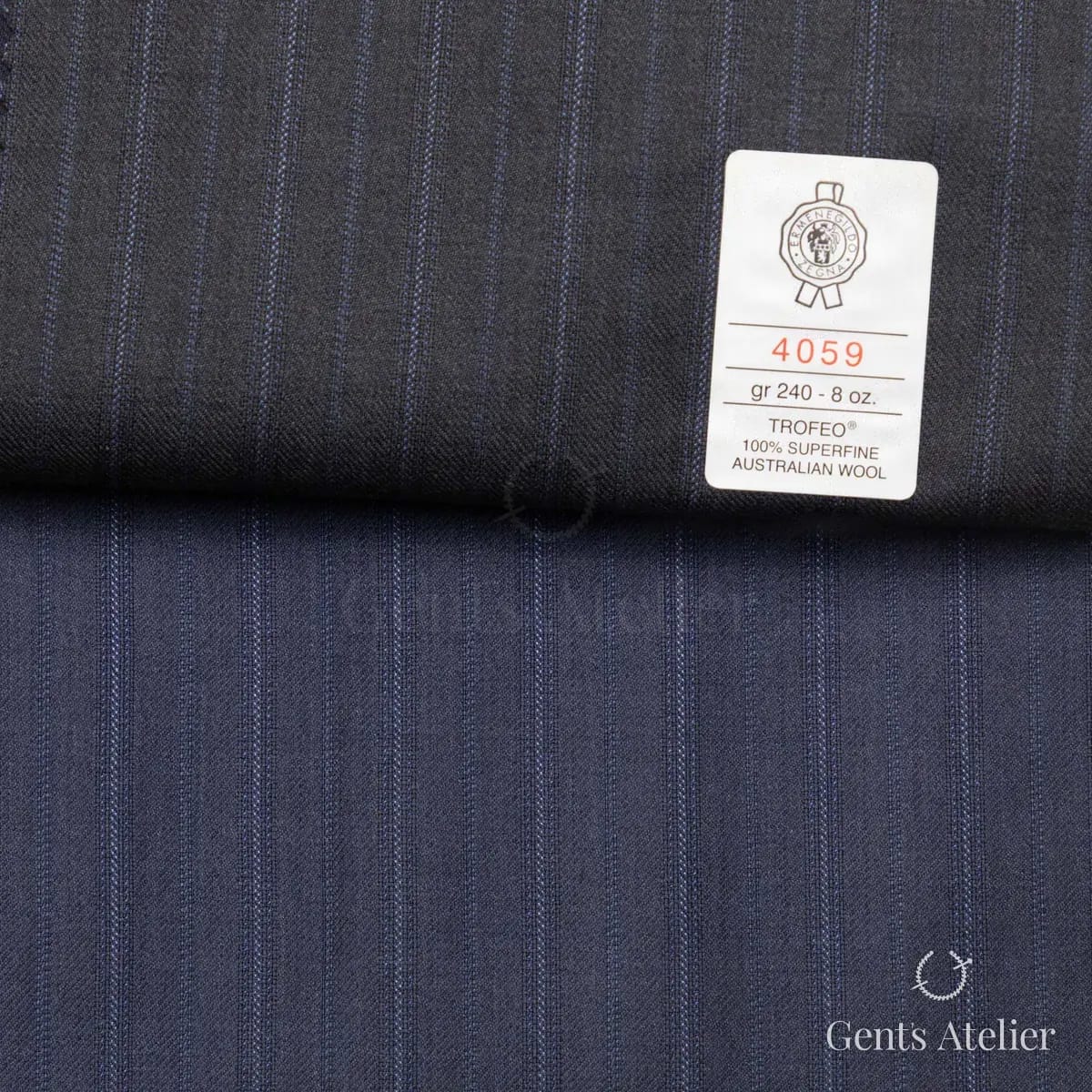 Образец ткани Ermenegildo Zegna 4059 с этикеткой, тёмно-серый