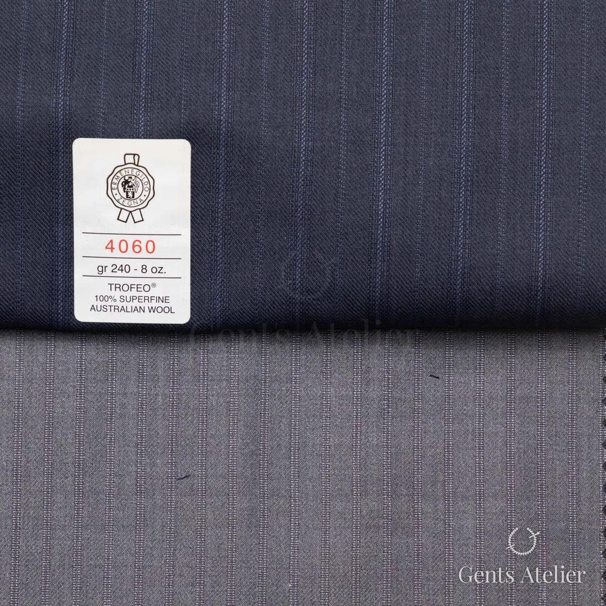 Образец ткани Ermenegildo Zegna 4060 с этикеткой, синий
