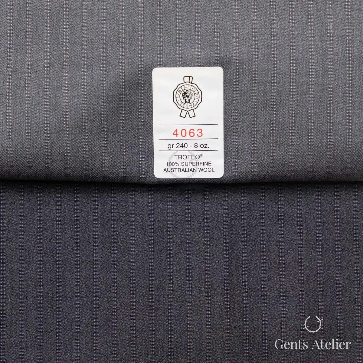 Образец ткани Ermenegildo Zegna 4063 с этикеткой, серый
